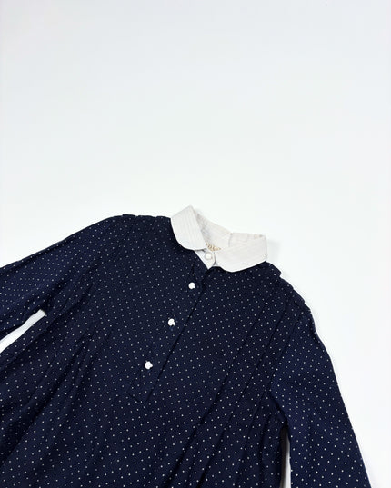 Robe vintage marine à pois blanc - 6-7y