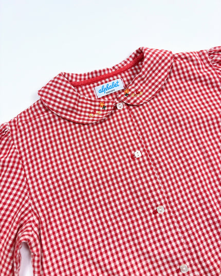 Chemise vintage rouge Vichy - 4-6y