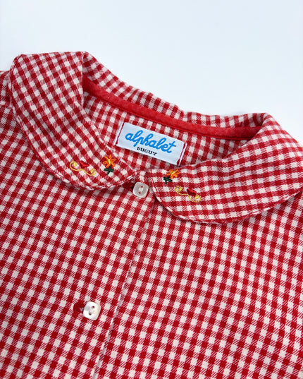 Chemise vintage rouge Vichy - 4-6y