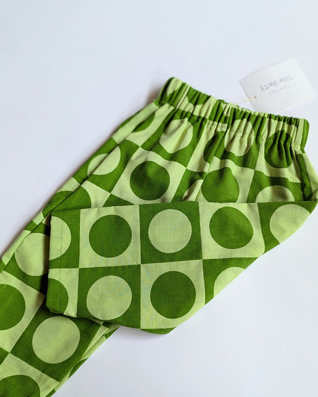 Aime-moi encore - Pantalon géométrique vert - 4-5y