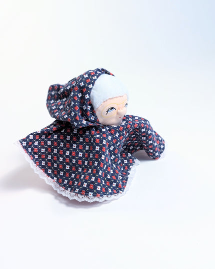 Poupée vintage réversible Le Petit Chaperon Rouge, Grand-mère et Grand Méchant Loup