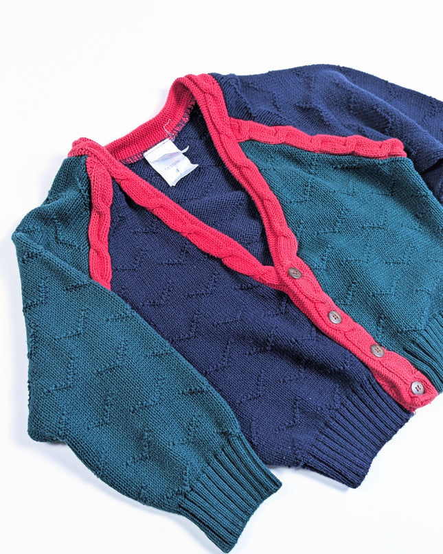 Kiddo vintage - Cardigan trois tons - 6-7y