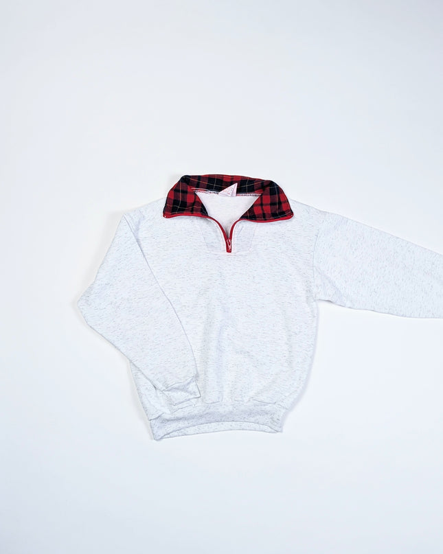 Vintage - Coton ouaté col tartan - 8-10y