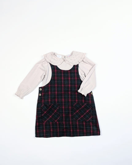 Ensemble Robe tartan rouge et verte - 4y