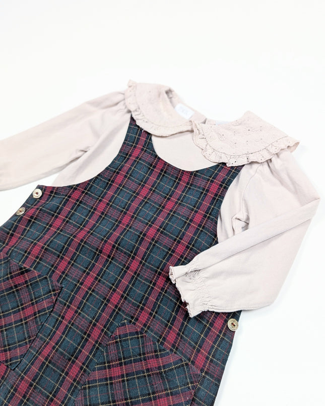 Ensemble Robe tartan rouge et verte - 4y