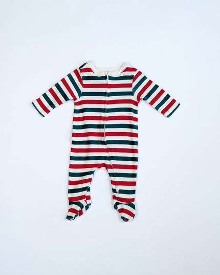 Indigo - Pyjama ligné vert et rouge - 0-3m