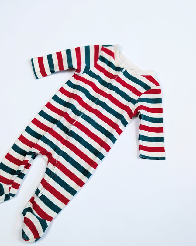 Indigo - Pyjama ligné vert et rouge - 0-3m