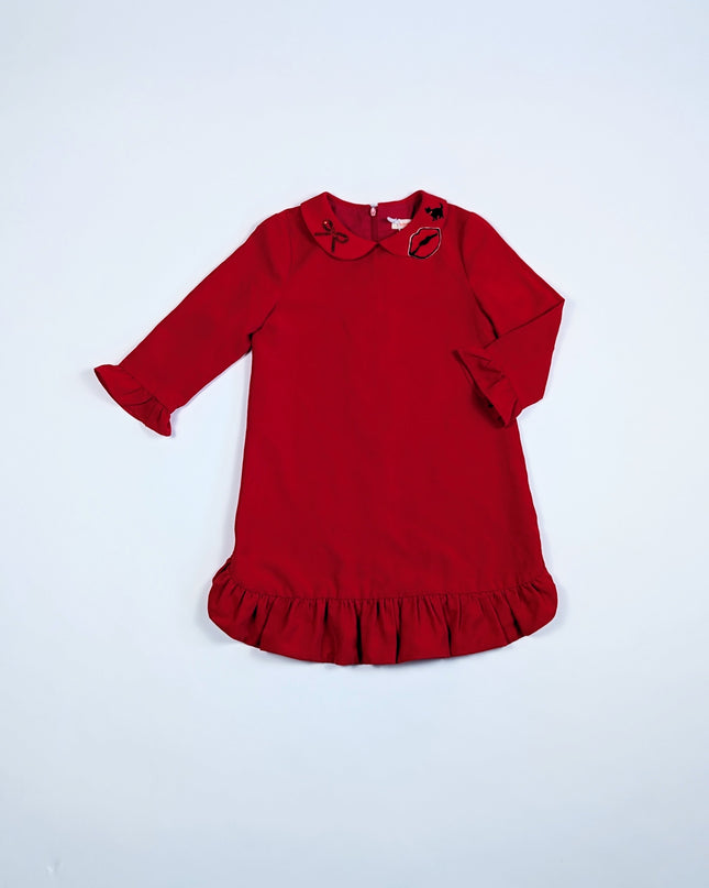 Momonittu - Robe rouge bisou - 6-8y