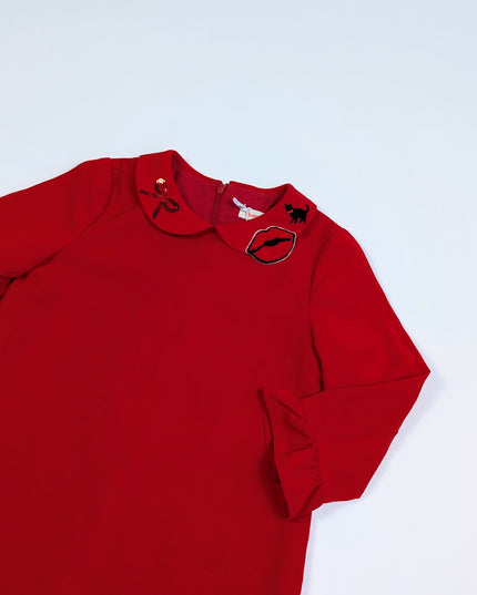 Momonittu - Robe rouge bisou - 6-8y