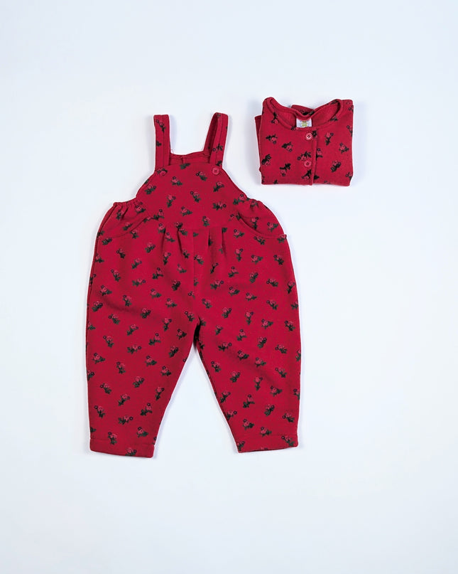 Huggy Bear vintage - Ensemble salopette ouatée rouge - 24m
