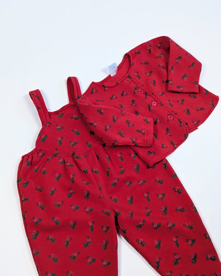 Huggy Bear vintage - Ensemble salopette ouatée rouge - 24m