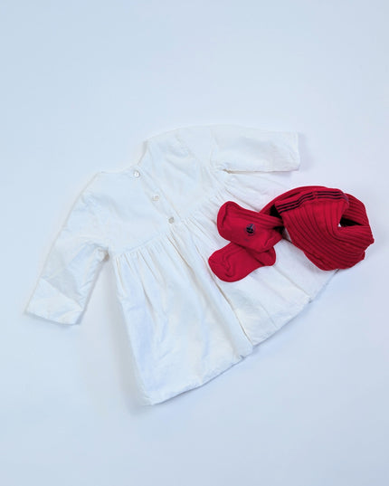 Ensemble Robe paparmane blanche - 6m