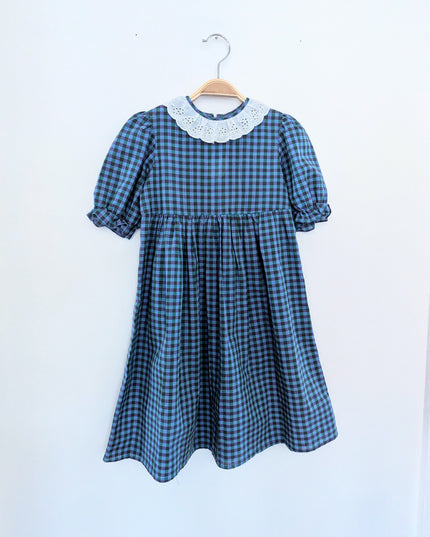 Tournicoton - Robe vichy au collet dentelle - 5y