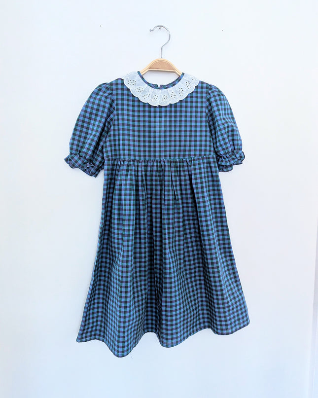 Tournicoton - Robe vichy au collet dentelle - 5y