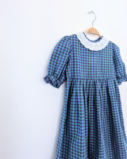 Tournicoton - Robe vichy au collet dentelle - 5y