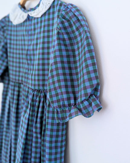 Tournicoton - Robe vichy au collet dentelle - 5y