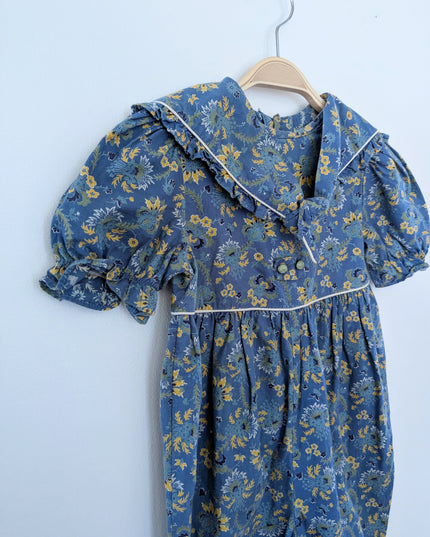 Combinaison bleue vintage à fleurs jaunes - 18m